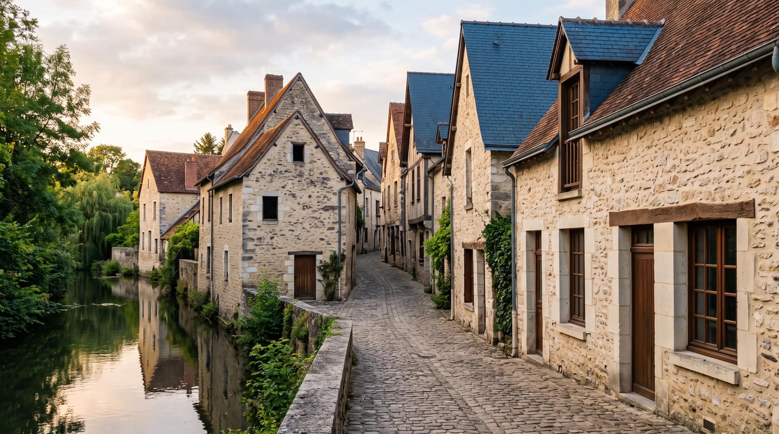 Toitures en tuile du centre historique de Mehun-sur-Yèvre, près du château