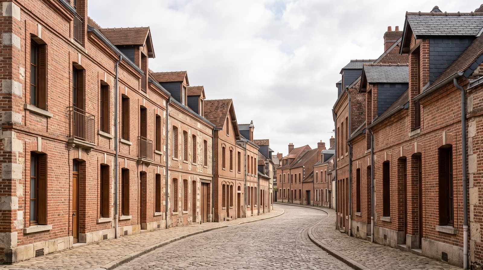 Toitures en ardoise de maisons ouvrières à Vierzon, près de la confluence du Cher et de l’Yèvre